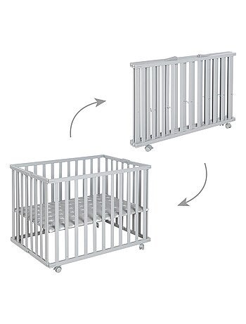 Parque plegable rectangular con ruedas con freno - ROBA