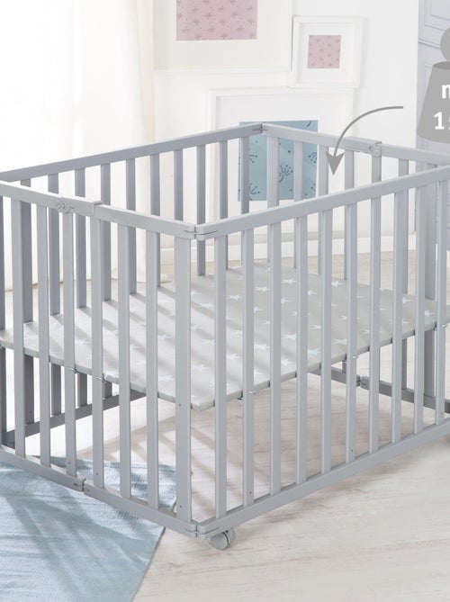 Parque plegable rectangular con ruedas con freno - ROBA - Kiabi