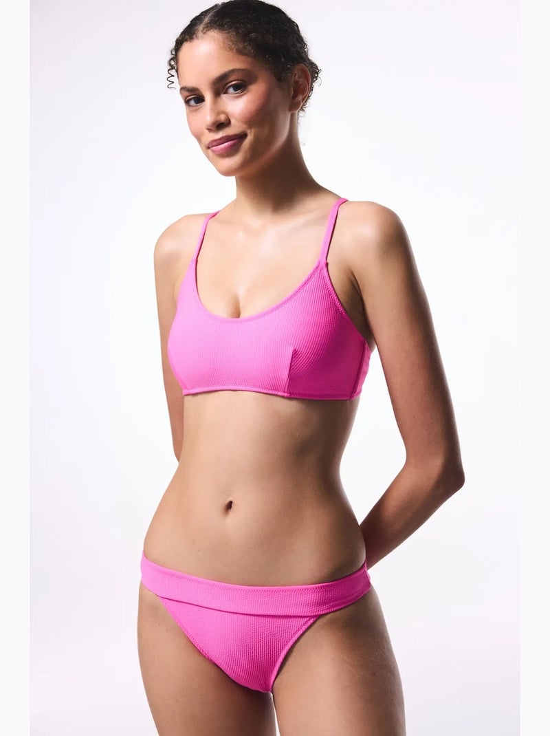 Parte de arriba de bikini lisa con copas extraíbles penti Rosa fluo/Solinotes - Kiabi