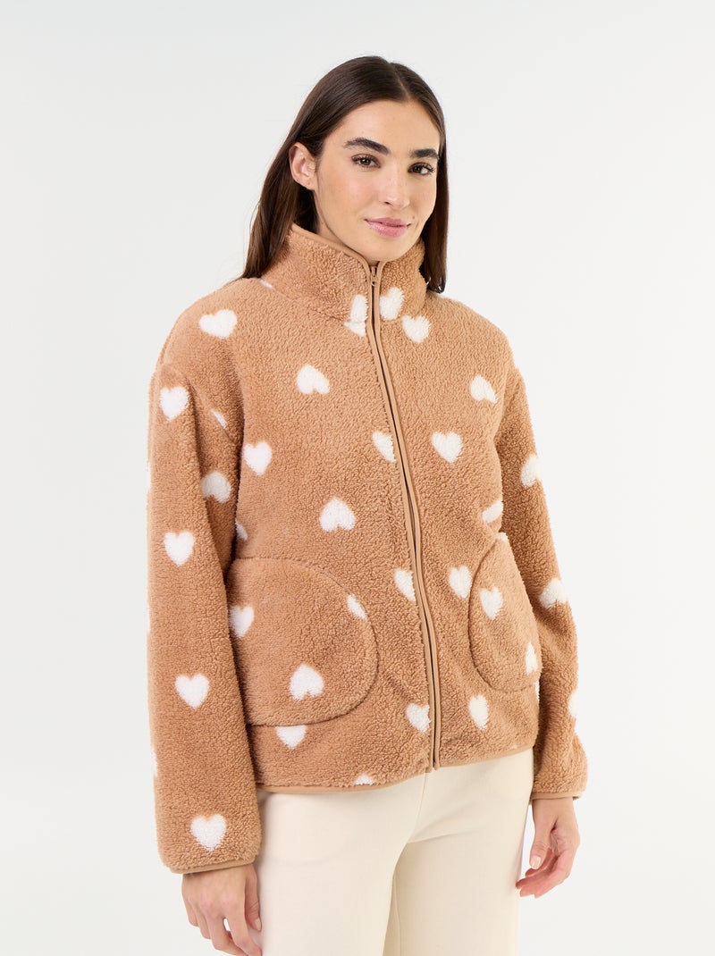Parte de arriba de forro polar con cremallera y estampado Marron - Kiabi
