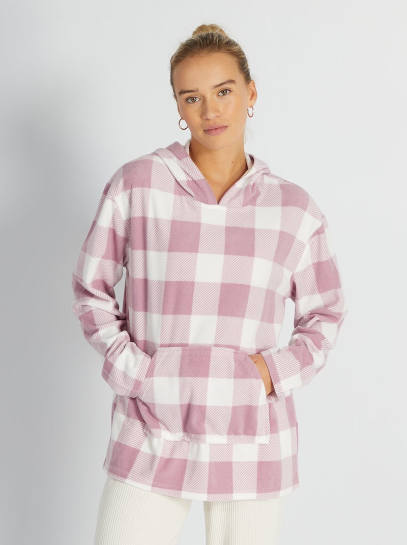 Parte superior de pijama de franela blanco/rosa - Kiabi