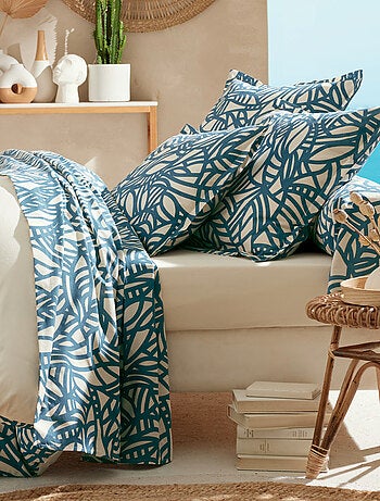 Parure de lit 3 piezas algodón vegetal geométrico funda + fundas de almohada
