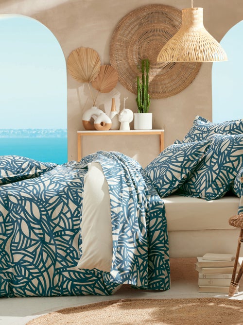 Parure de lit 3 piezas algodón vegetal geométrico funda + fundas de almohada - Kiabi Parure de lit 3 piezas algodón vegetal geométrico funda + fundas de almohada - Kiabi