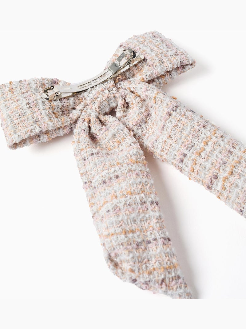 Pasador para el pelo con lazo de tweed Rosa claro - Kiabi
