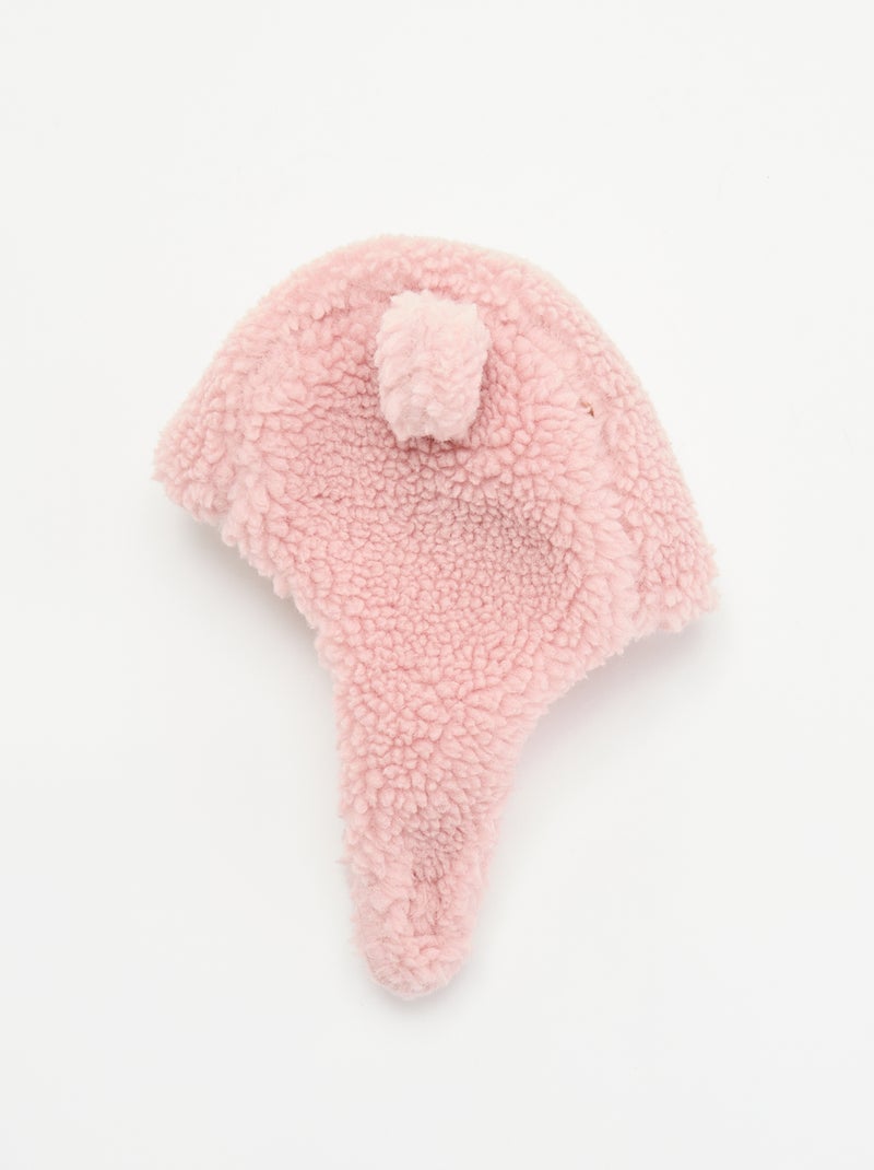 Pasamontañas con efecto borreguito y orejas de fantasía Rosa - Kiabi