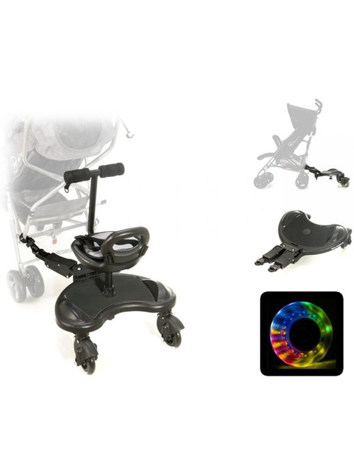 Patin paseo carrito universal asiento niño ruedas LED 2-5 años 20 kg - Kiabi
