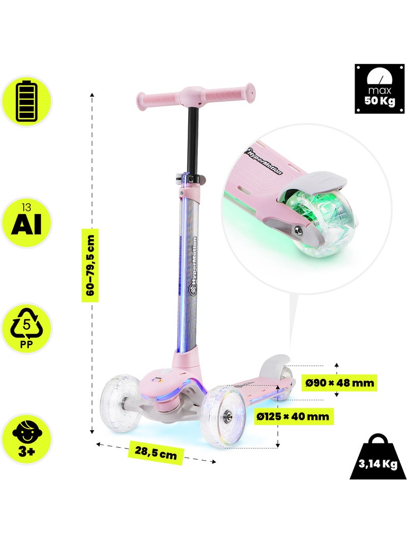 Patinete 3 ruedas HyperMotion BECKY LED Rosa - Kiabi