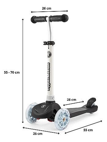 Patinete 3 ruedas LED ajustable máx 50kg HyperMotion