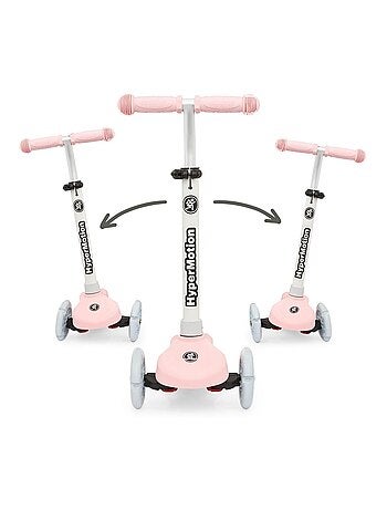 Patinete 3 ruedas led rosa ajustable máx 50kg hypermotion