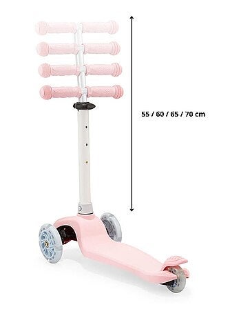 Patinete 3 ruedas led rosa ajustable máx 50kg hypermotion
