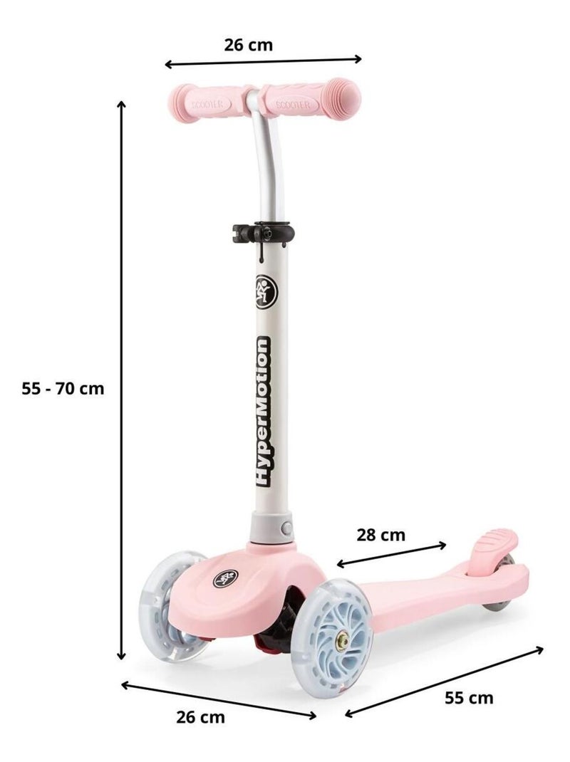 Patinete 3 ruedas LED rosa ajustable máx 50kg HyperMotion N/D - Kiabi