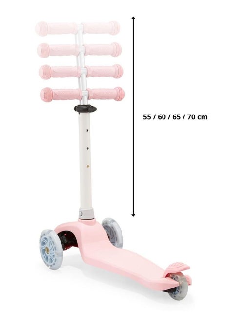 Patinete 3 ruedas LED rosa ajustable máx 50kg HyperMotion - Kiabi