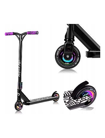 Patinete acrobático LIONELO Whizz - Capacidad de 100 kg - Manillar ancho - Rodamientos ABEC-9 - Negr