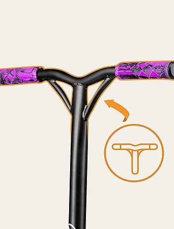 Patinete acrobático LIONELO Whizz - Capacidad de 100 kg - Manillar ancho - Rodamientos ABEC-9 - Negr