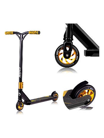 Patinete acrobático LIONELO Whizz - Capacidad de 100 kg - Manillar ancho - Rodamientos ABEC-9 - Negr