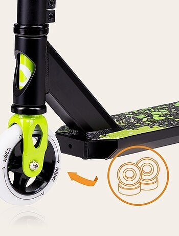Patinete acrobático LIONELO Whizz - Capacidad de 100 kg - Manillar ancho - Rodamientos ABEC-9 - Negr
