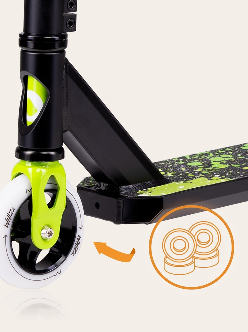 Patinete acrobático LIONELO Whizz - Manillar ancho - Rodamientos ABEC-9 - Negro Verde - Kiabi
