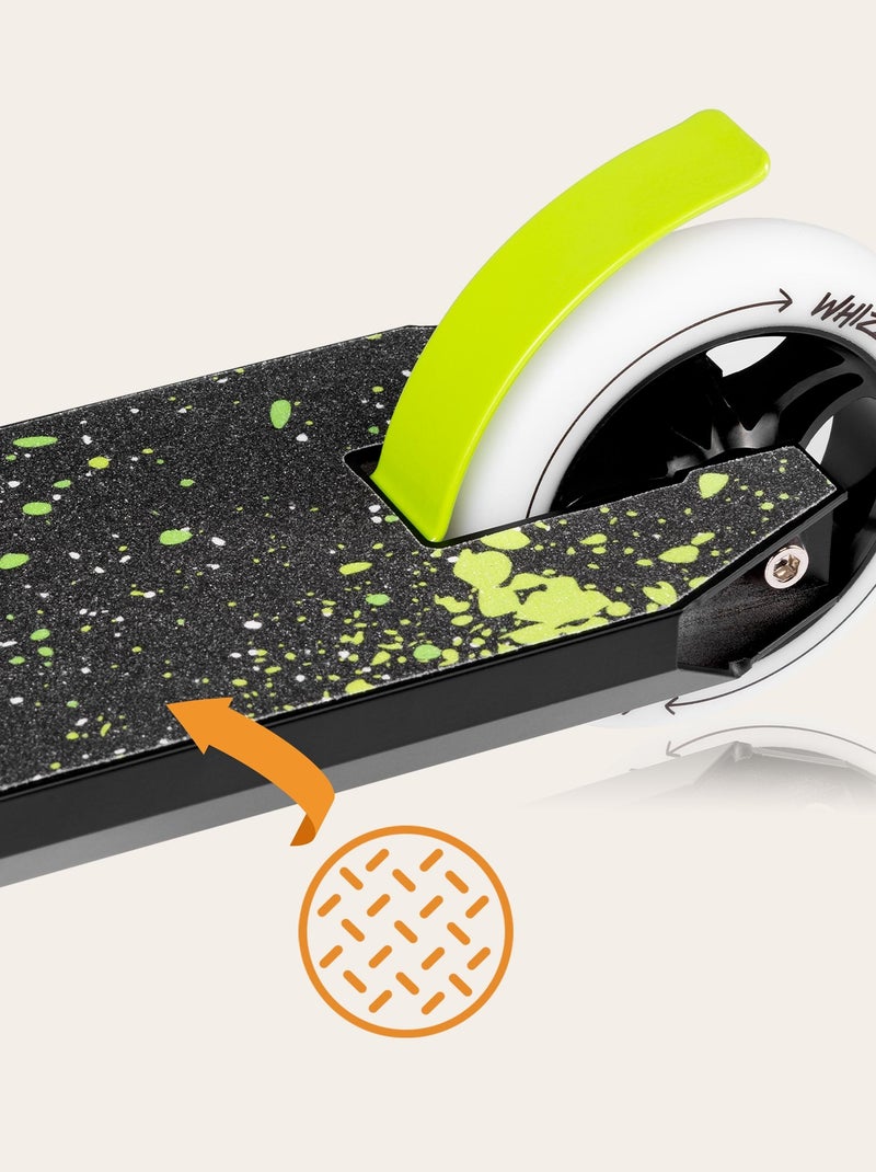 Patinete acrobático LIONELO Whizz - Manillar ancho - Rodamientos ABEC-9 - Negro Verde - Kiabi