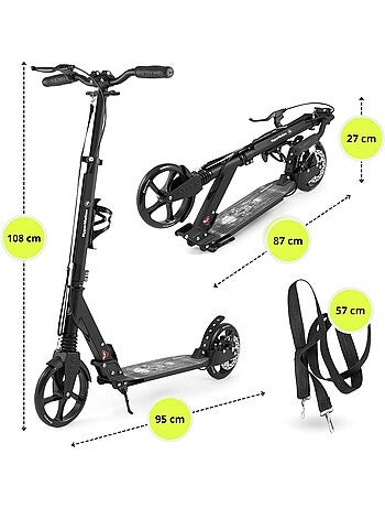 Patinete adulto y juvenil de aluminio plegable skyline con suspensión, frenos y ruedas grandes