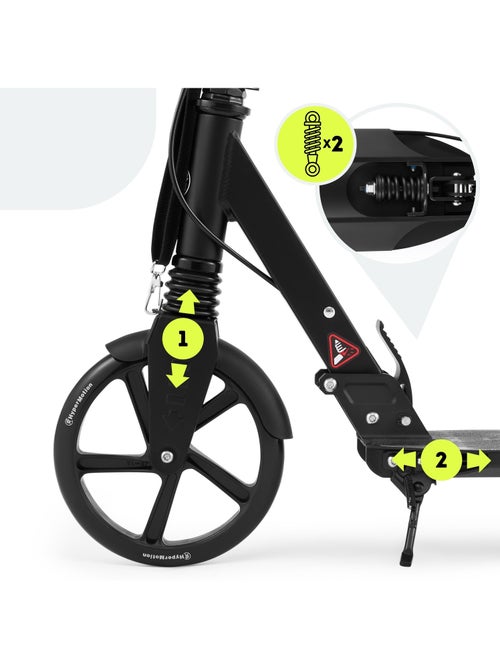 Patinete adulto y juvenil de aluminio plegable skyline con suspensión, frenos y ruedas grandes - Kiabi