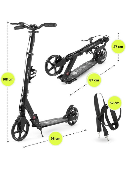 Patinete adulto y juvenil de aluminio plegable skyline con suspensión, frenos y ruedas grandes - Kiabi