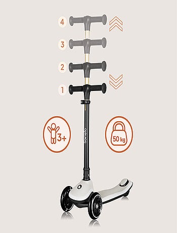 Patinete de 3 ruedas LIONELO Mey - Ruedas iluminadas - Plegable - Altura ajustable - Cesta incluida