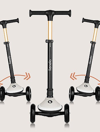 Patinete de 3 ruedas LIONELO Mey - Ruedas iluminadas - Plegable - Altura ajustable - Cesta incluida