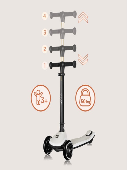 Patinete de 3 ruedas LIONELO Mey - Ruedas iluminadas - Plegable - Altura ajustable - Cesta incluida - Kiabi