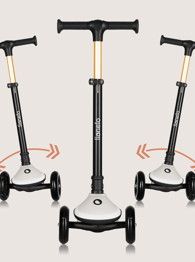 Patinete de 3 ruedas LIONELO Mey - Ruedas iluminadas - Plegable - Altura ajustable - Cesta incluida Beige - Kiabi