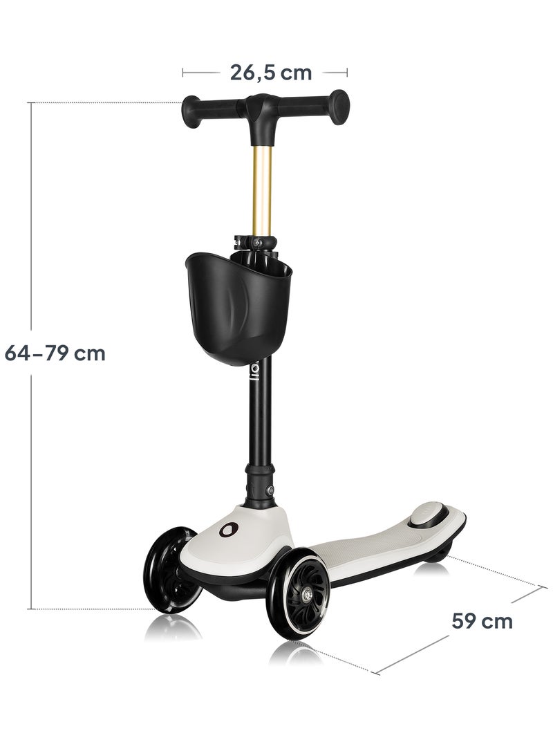Patinete de 3 ruedas LIONELO Mey - Ruedas iluminadas - Plegable - Altura ajustable - Cesta incluida Beige - Kiabi