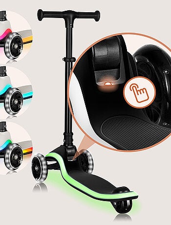 Patinete de 3 ruedas LIONELO Mey - Ruedas iluminadas - Plegable - Altura ajustable - Cesta incluida