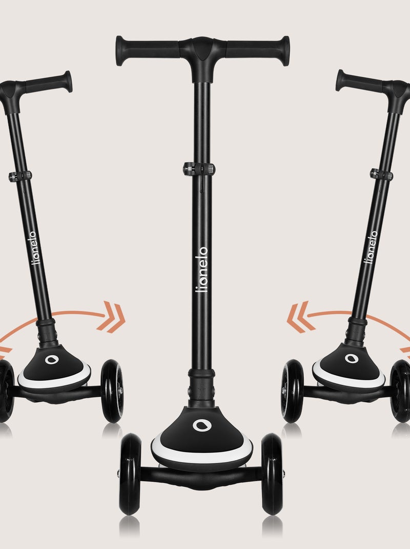 Patinete de 3 ruedas LIONELO Mey - Ruedas iluminadas - Plegable - Altura ajustable - Cesta incluida Negro - Kiabi