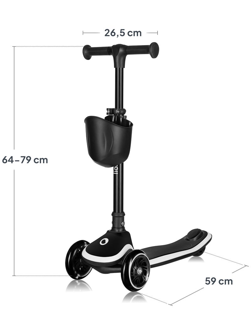Patinete de 3 ruedas LIONELO Mey - Ruedas iluminadas - Plegable - Altura ajustable - Cesta incluida Negro - Kiabi