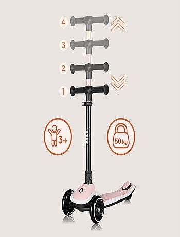 Patinete de 3 ruedas LIONELO Mey - Ruedas iluminadas - Plegable - Altura ajustable - Cesta incluida