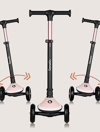 Patinete de 3 ruedas LIONELO Mey - Ruedas iluminadas - Plegable - Altura ajustable - Cesta incluida