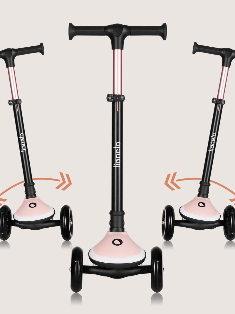 Patinete de 3 ruedas LIONELO Mey - Ruedas iluminadas - Plegable - Altura ajustable - Cesta incluida Rosa - Kiabi