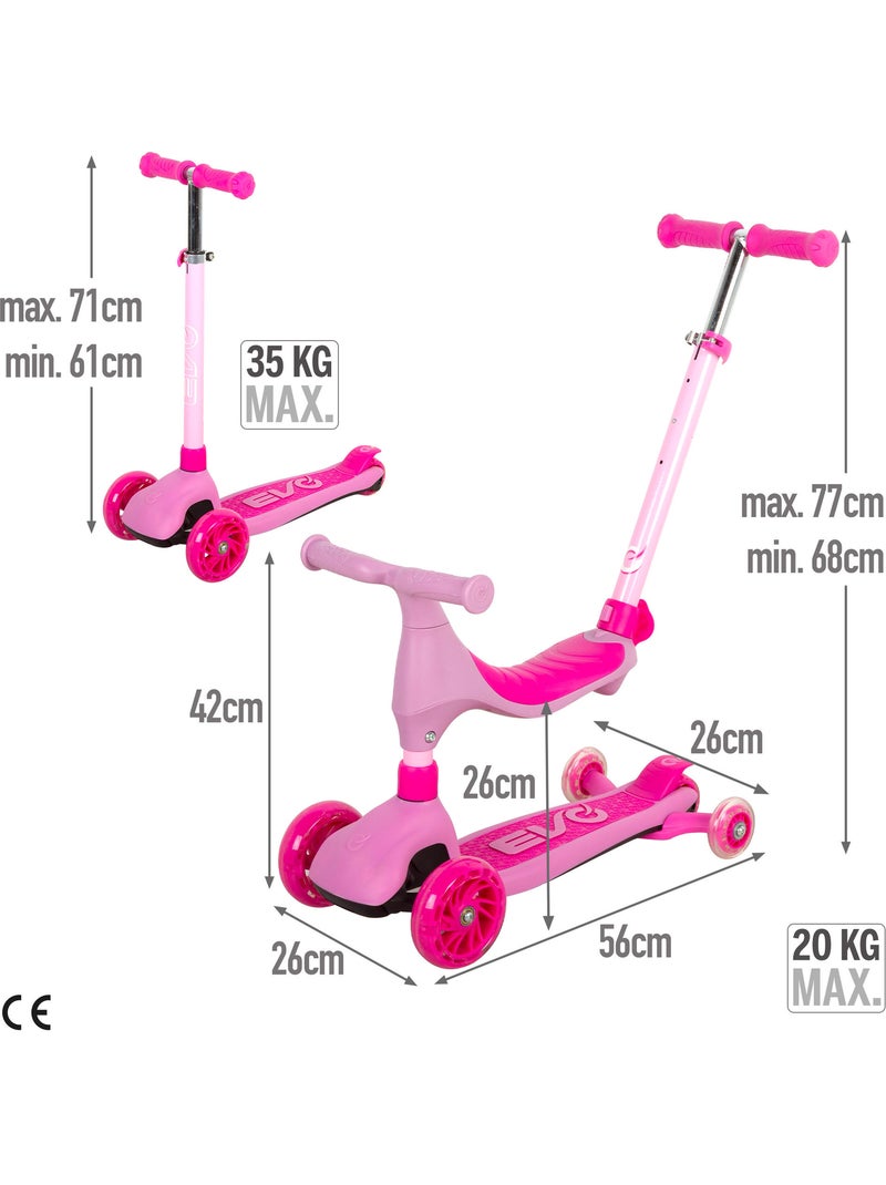 Patinete evolutivo 4 en 1 evo Rosa - Kiabi