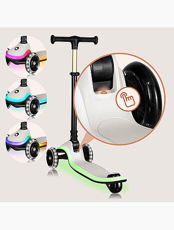 Patinete infantil con casco LIONELO Mey - 3 ruedas con luces - Plegable - Altura ajustable