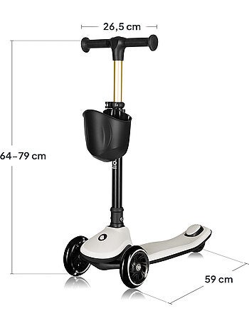 Patinete infantil con casco LIONELO Mey - 3 ruedas con luces - Plegable - Altura ajustable