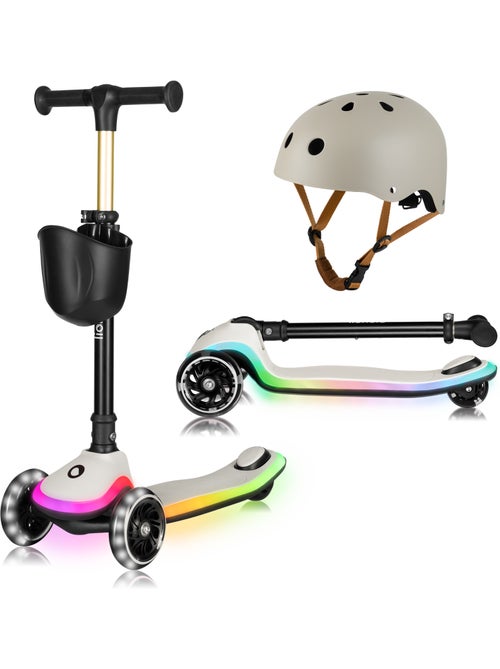 Patinete infantil con casco LIONELO Mey - 3 ruedas con luces - Plegable - Altura ajustable - Kiabi