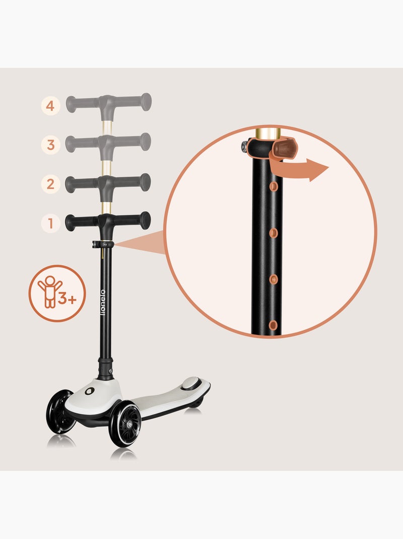 Patinete infantil con casco LIONELO Mey - 3 ruedas con luces - Plegable - Altura ajustable Beige - Kiabi