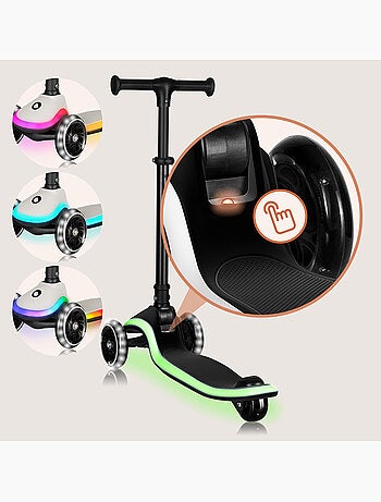 Patinete infantil con casco LIONELO Mey - 3 ruedas con luces - Plegable - Altura ajustable