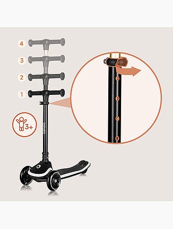Patinete infantil con casco LIONELO Mey - 3 ruedas con luces - Plegable - Altura ajustable