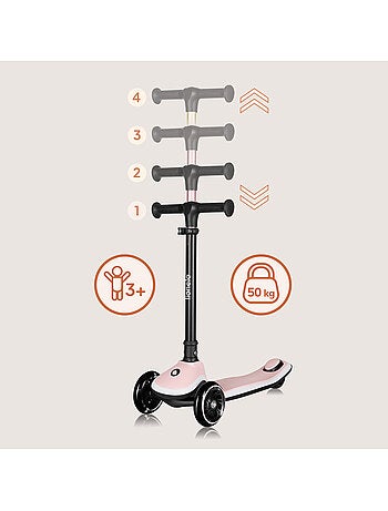 Patinete infantil con casco LIONELO Mey - 3 ruedas con luces - Plegable - Altura ajustable