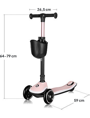 Patinete infantil con casco LIONELO Mey - 3 ruedas con luces - Plegable - Altura ajustable