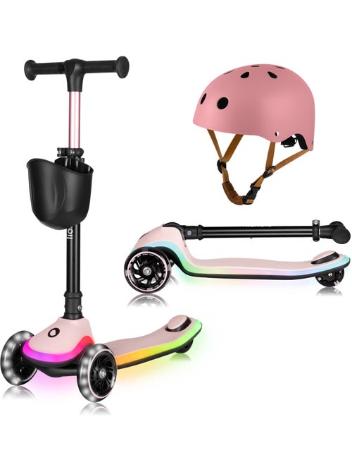 Patinete infantil con casco LIONELO Mey - 3 ruedas con luces - Plegable - Altura ajustable - Kiabi