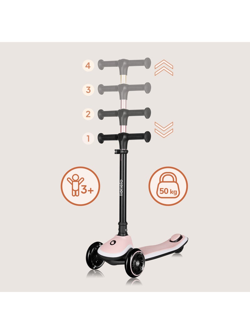 Patinete infantil con casco LIONELO Mey - 3 ruedas con luces - Plegable - Altura ajustable Rosa - Kiabi