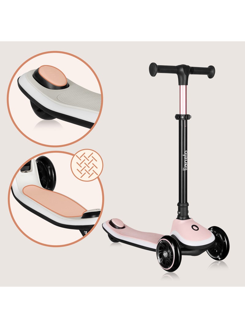 Patinete infantil con casco LIONELO Mey - 3 ruedas con luces - Plegable - Altura ajustable Rosa - Kiabi