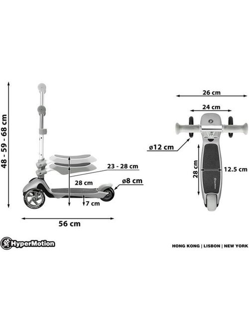 Patinete infantil evolutivo 3 en 1 con asiento manillar regulable 2-6 - Kiabi