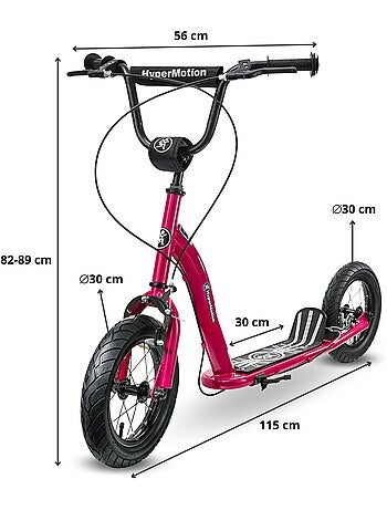 Patinete infantil hypermotion ruby 12.2 con ruedas inflables y frenos desde 5 años